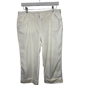 Charter Club Katherine Fit Capri Pants Womens 10P White Cotton Spandex
